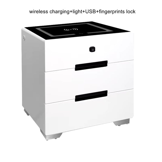 Smart Bedside Table with Wireless USB Charging Creative Multi-Functional Infrared Sensitive LED Light Hotel Night Stands